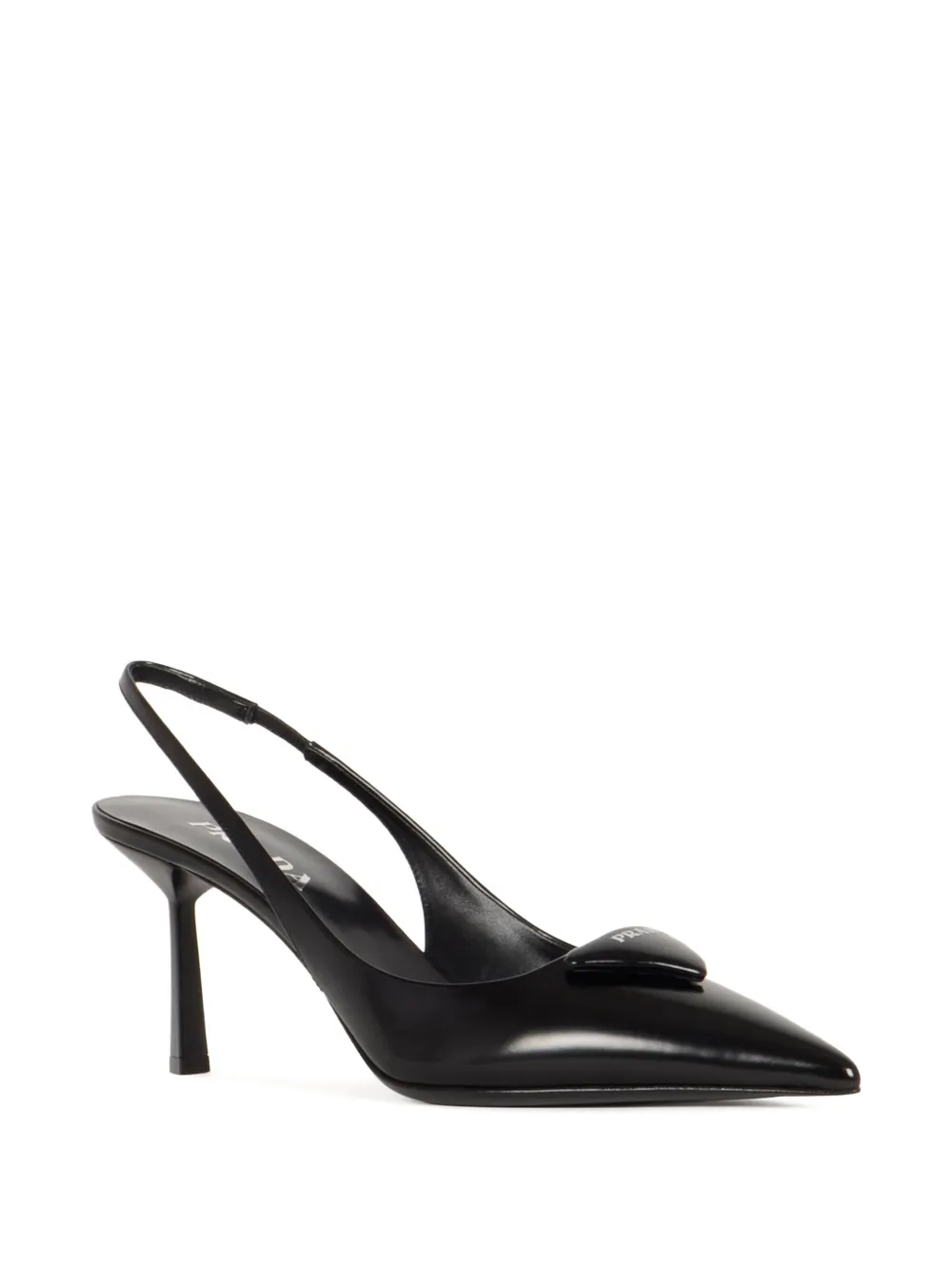 Prada 75 mm slingback pumps met puntige neus Zwart