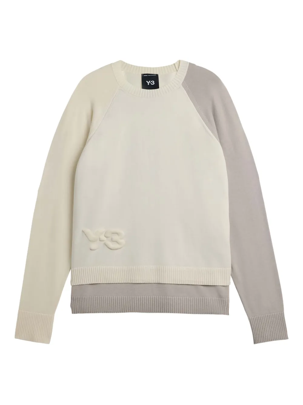 Y-3 logo-embossed colour-block sweater Wit