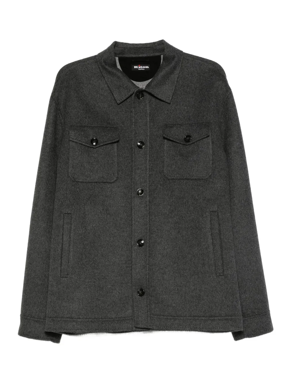 Kiton Shirtjack met klepzak en knoopsluiting Grijs