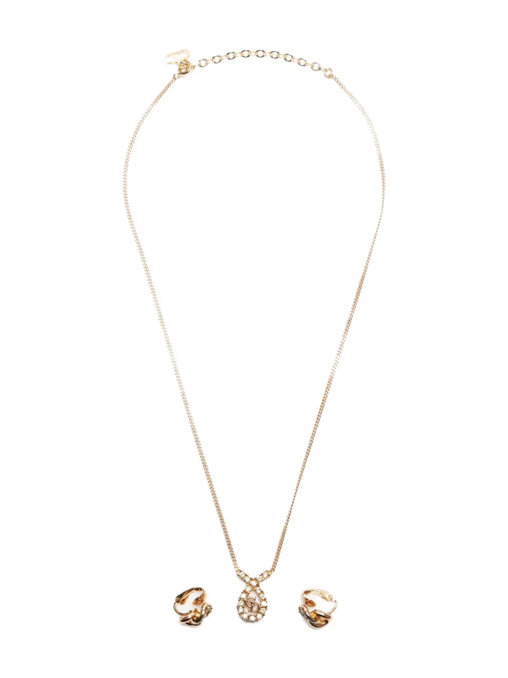 Christian Dior Pre-Owned CD logo necklace earrings set - ゴールドトーン Christian Dior Pre-Owned CD logo necklace earrings set - ゴールドトーン