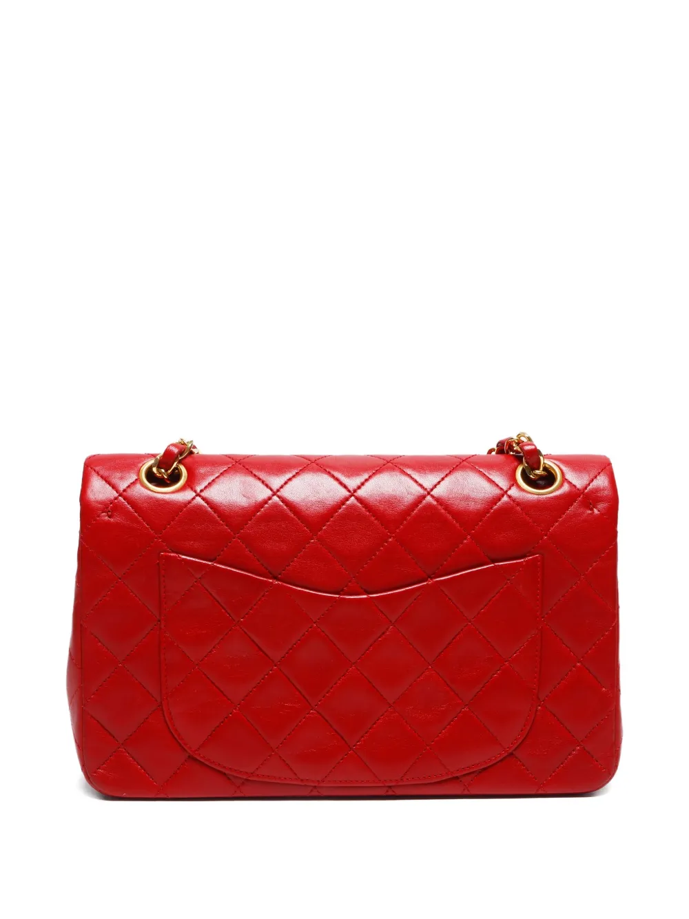 Pre-owned Chanel 1985-1993 Cc Mark Double Flap Shoulder Bag In Red