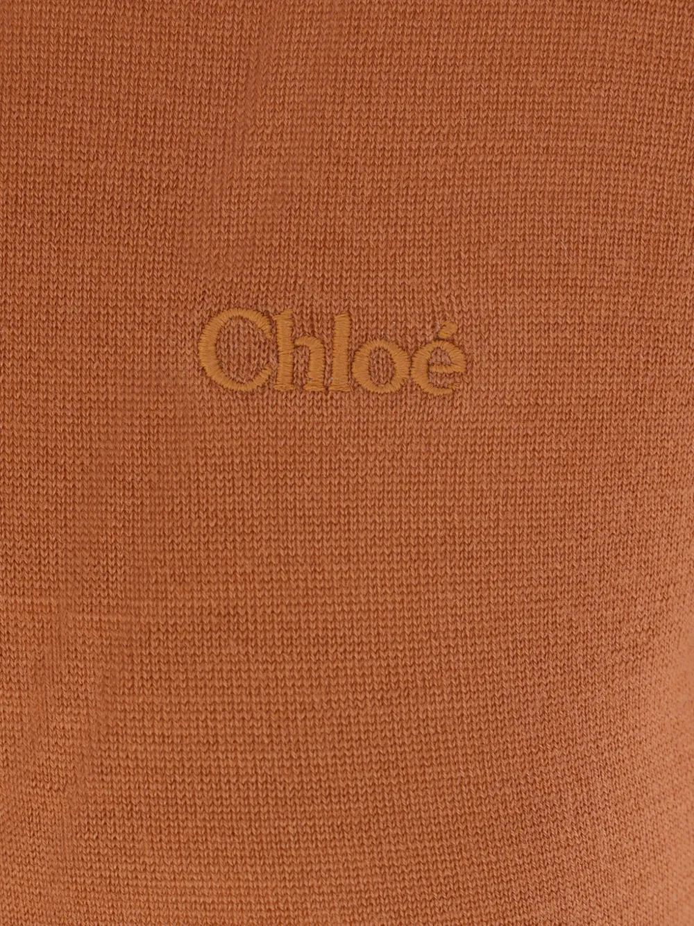 Chloé T-shirt met geborduurd logo en ronde hals Bruin