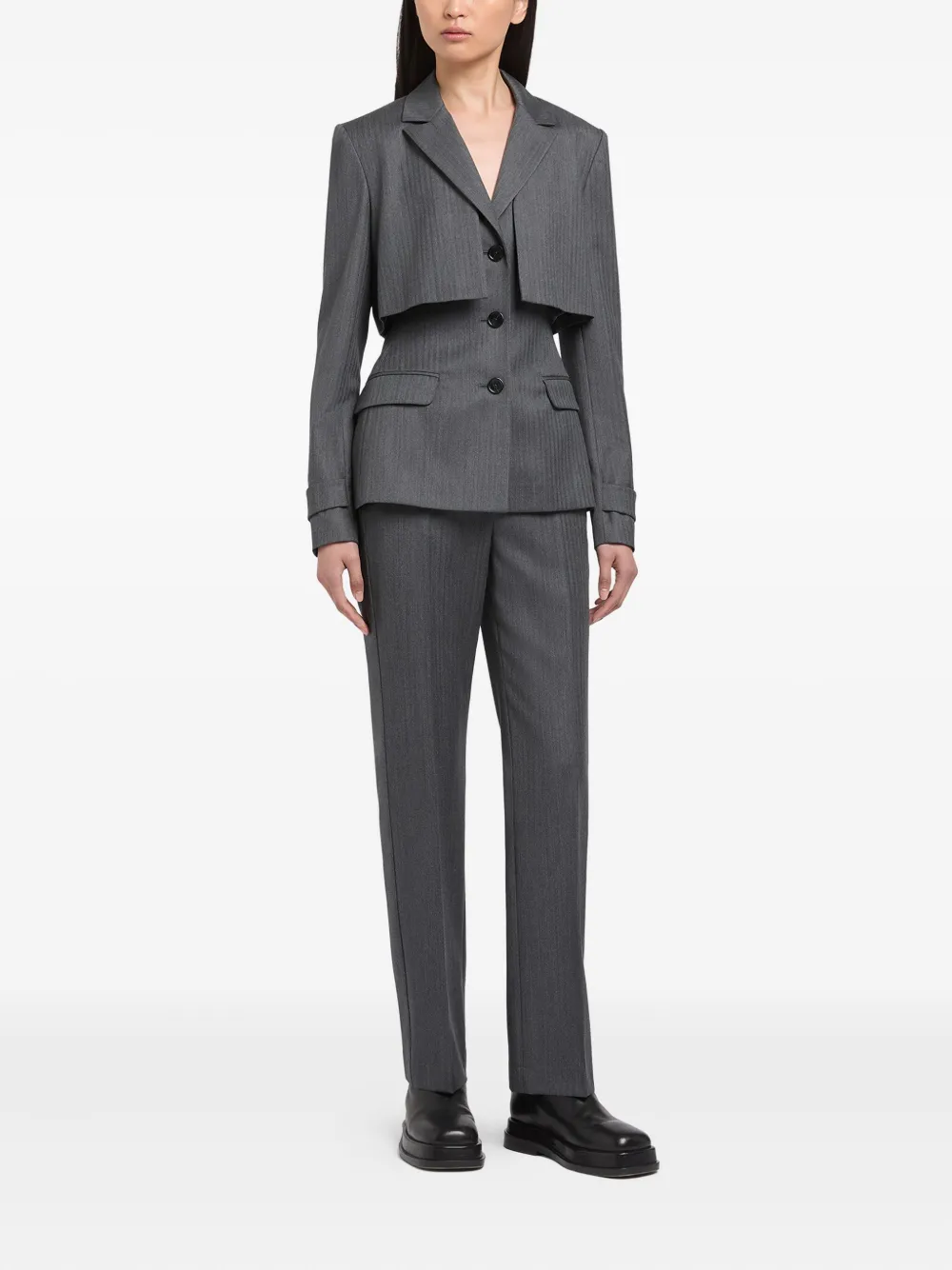 Ports 1961 Cropped Tailored Blazer In Gray