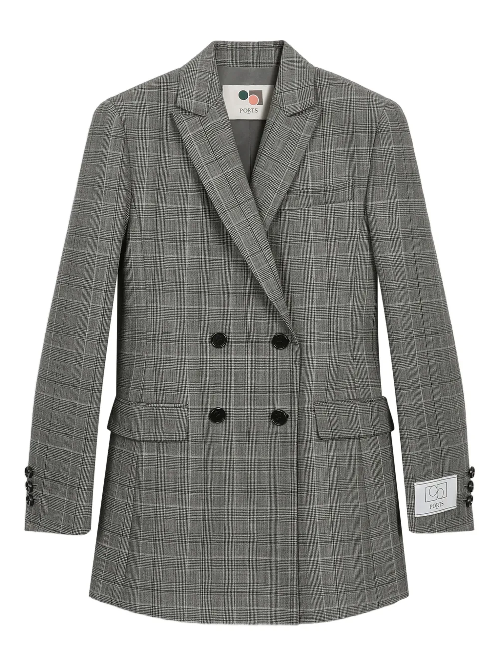 Ports 1961 double-breasted checked blazer Grijs