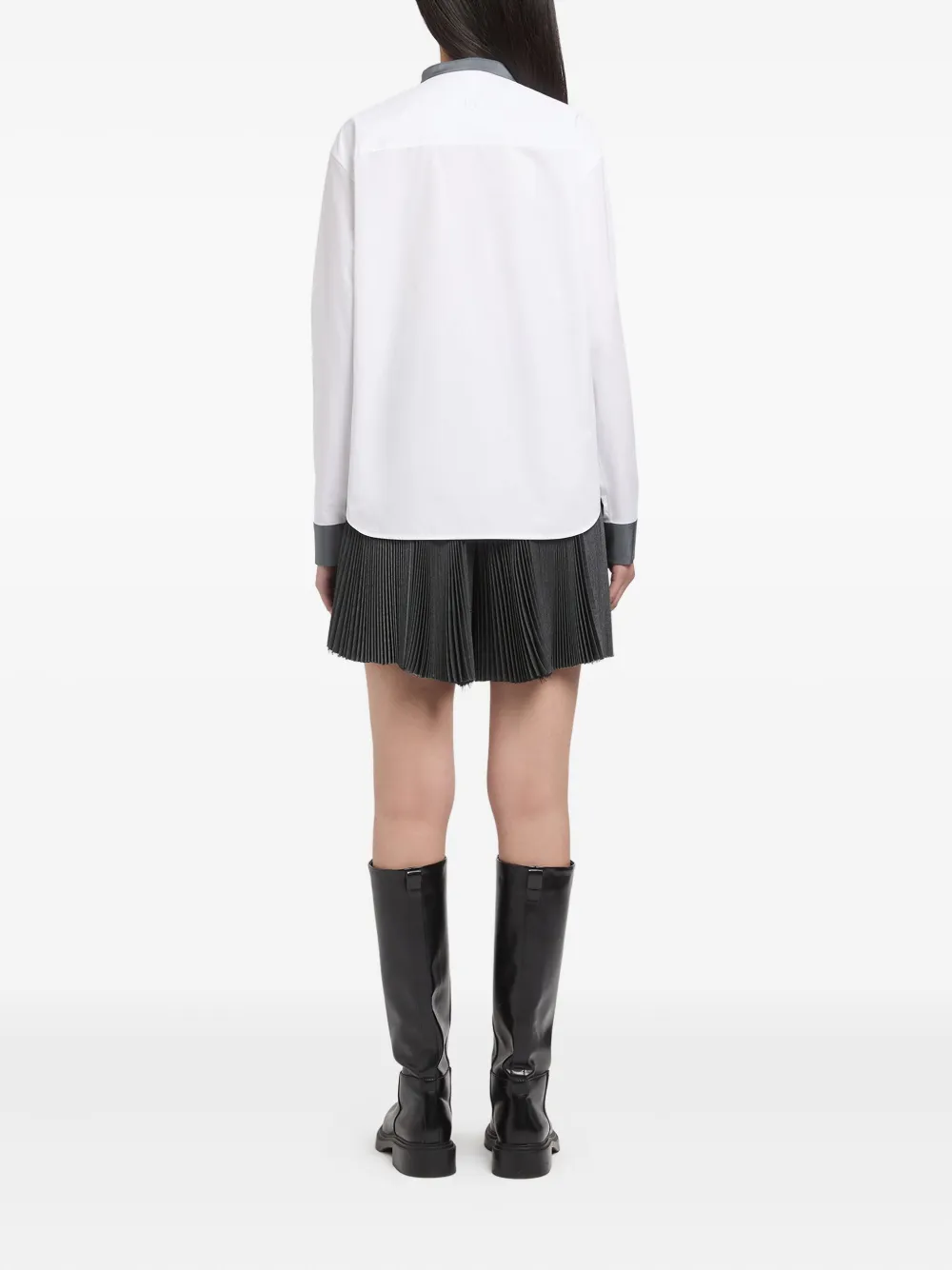 Ports 1961 Katoenen blouse met geplooid vlak Wit
