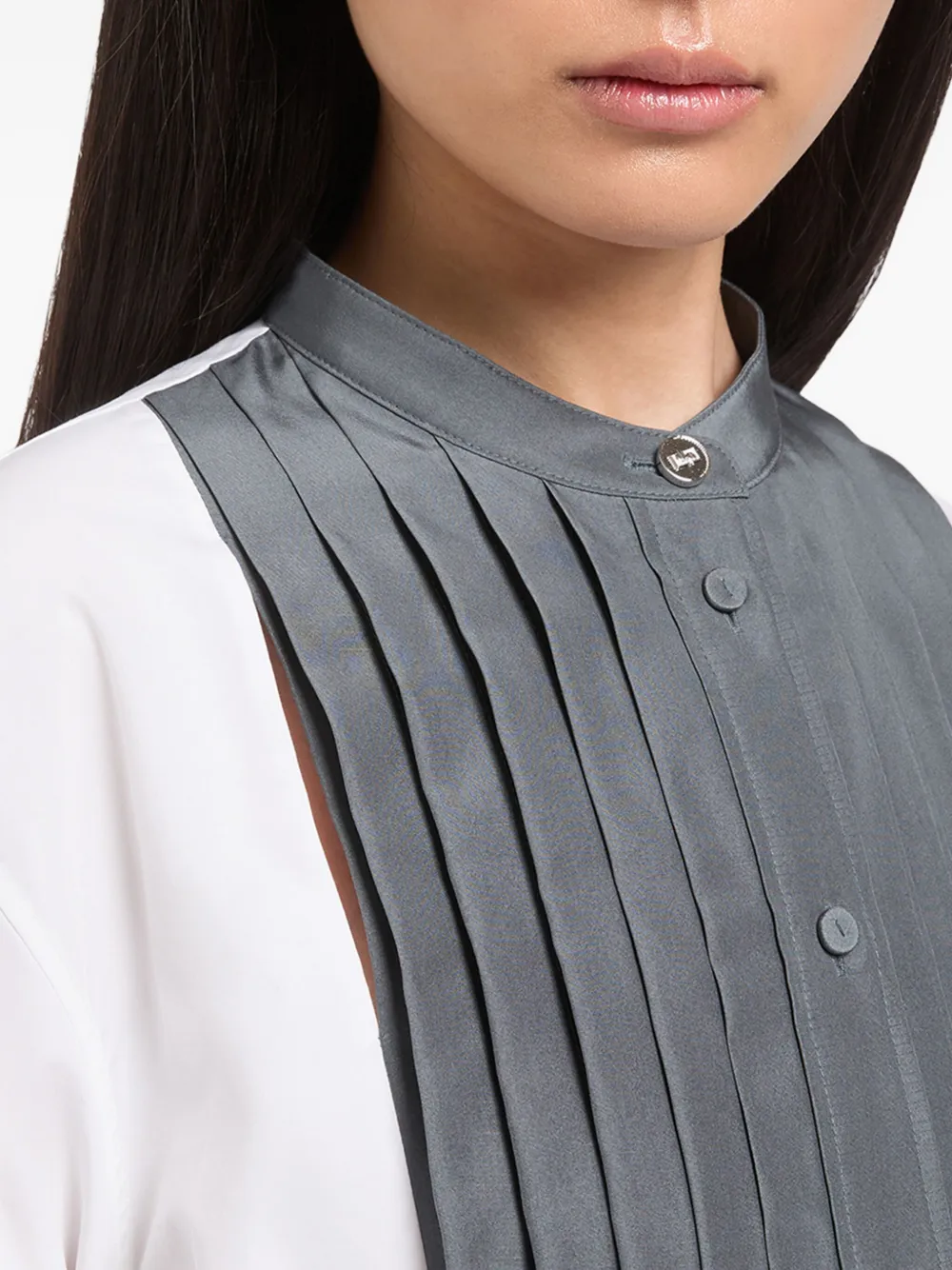 Ports 1961 Katoenen blouse met geplooid vlak Wit