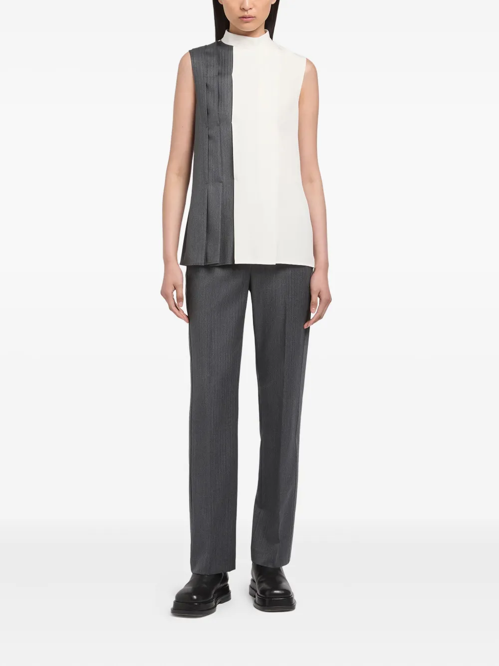 Ports 1961 Asymmetrische blouse met vlakken - Wit