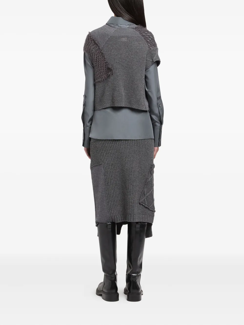 Ports 1961 Trui met patchwork Grijs