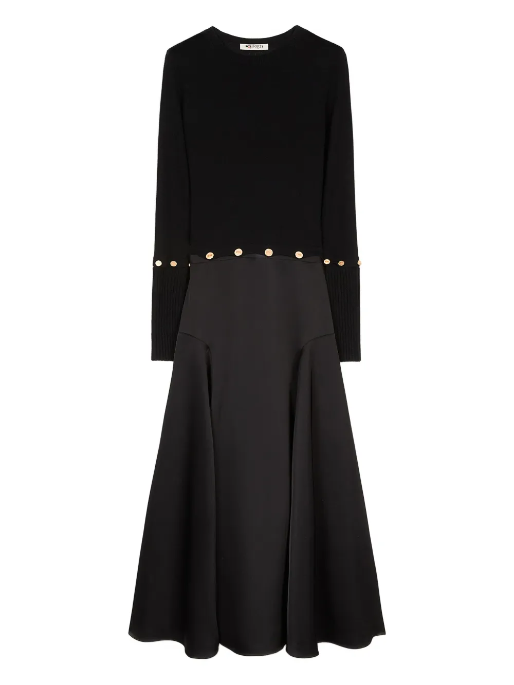 Ports 1961 Flared maxi-jurk Zwart