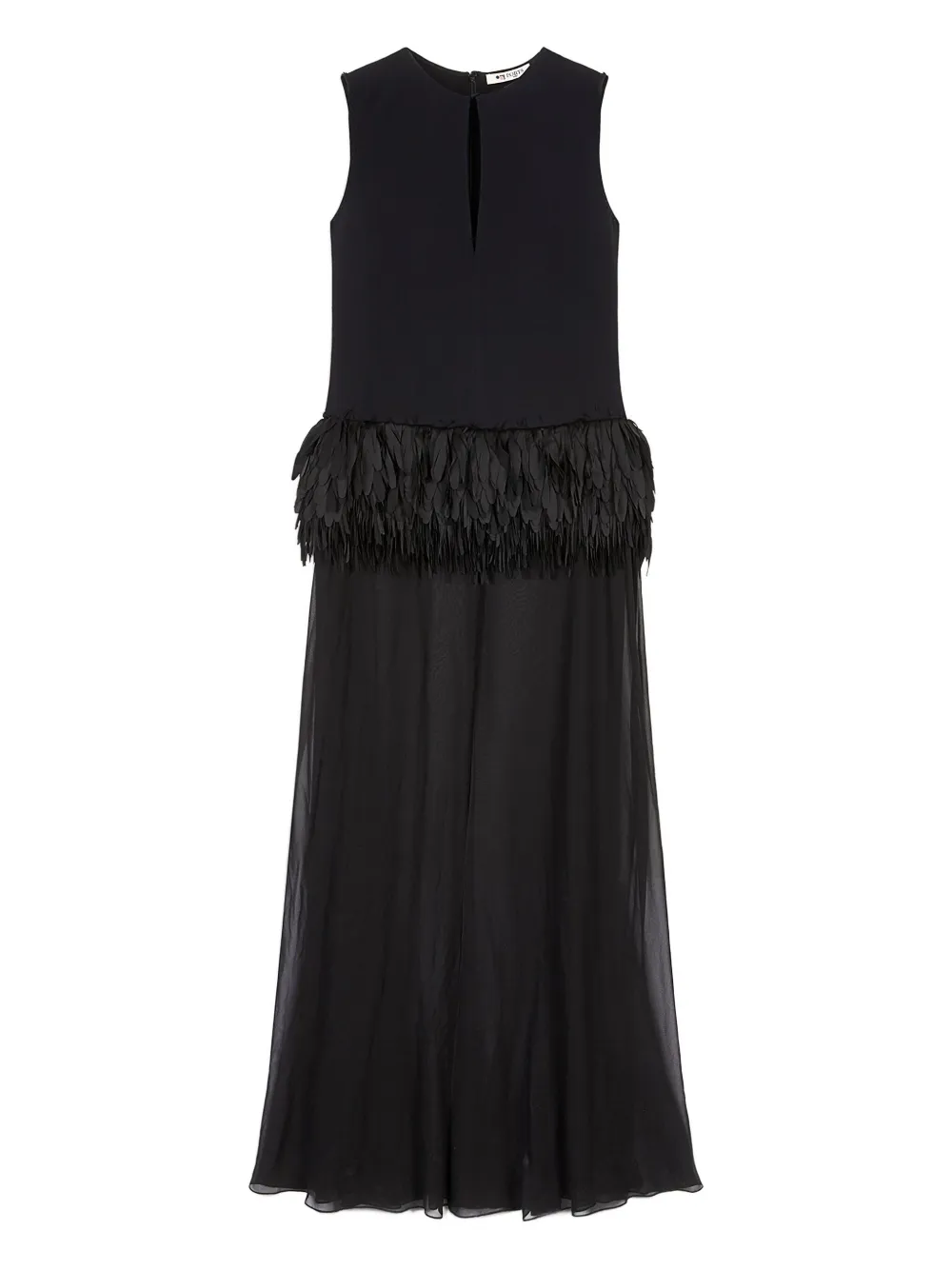 Ports 1961 Maxi-jurk verfraaid met veren Zwart