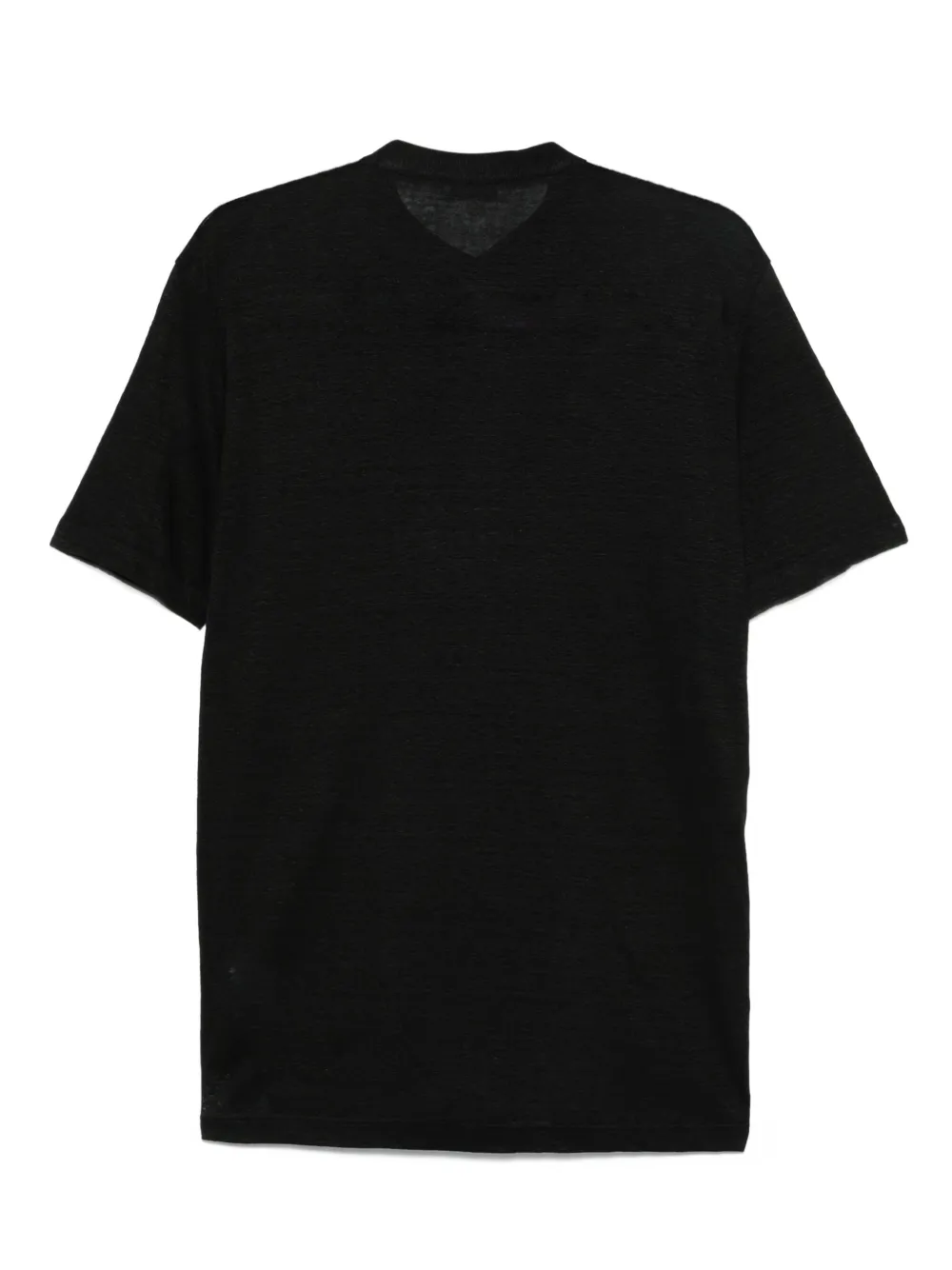 Gran Sasso Linnen T-shirt met knopenbies - Zwart