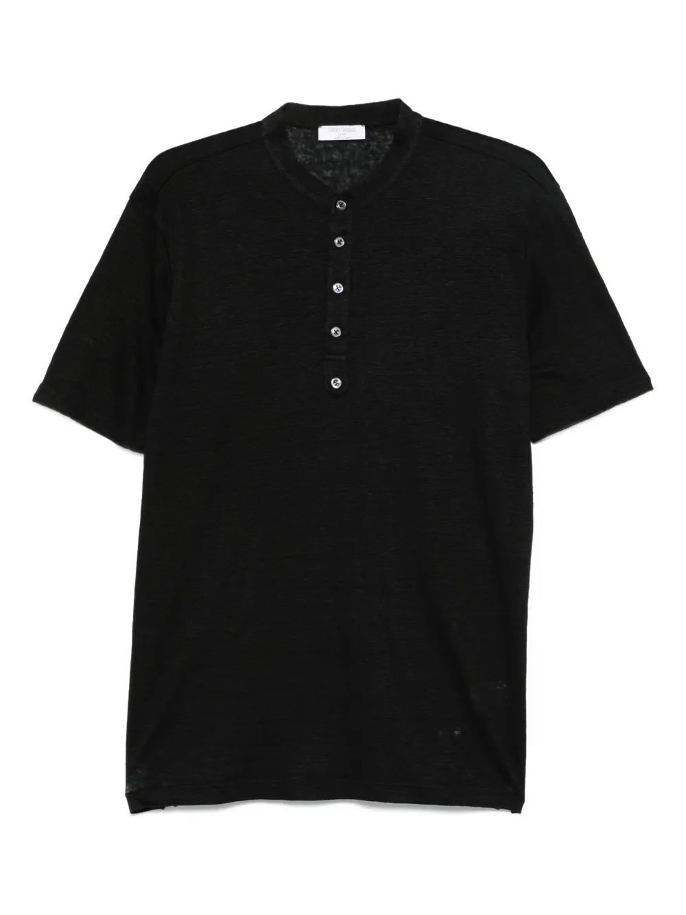 Gran Sasso button-placket linen T-shirt | Black | Image 1