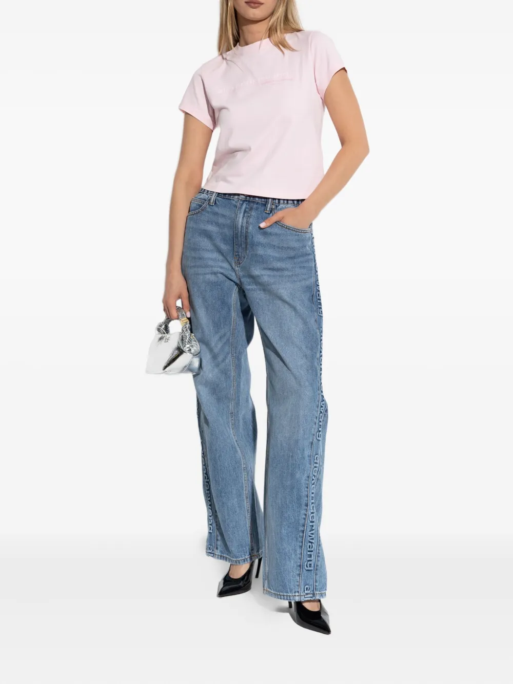 Alexander Wang logo-print cotton T-shirt Roze