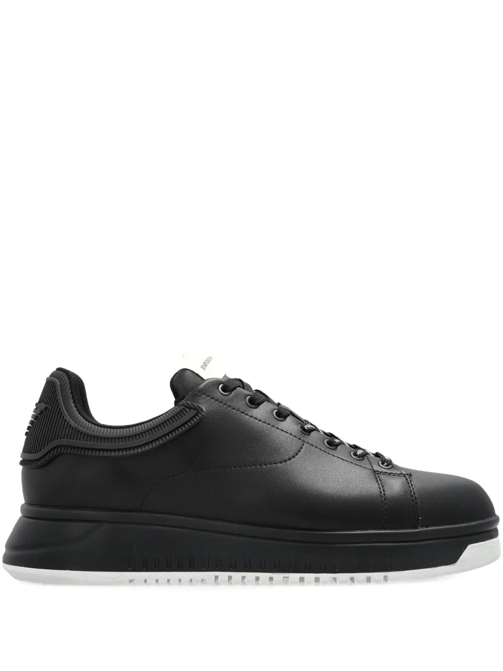 Emporio Armani leather lace-up sneakers Black