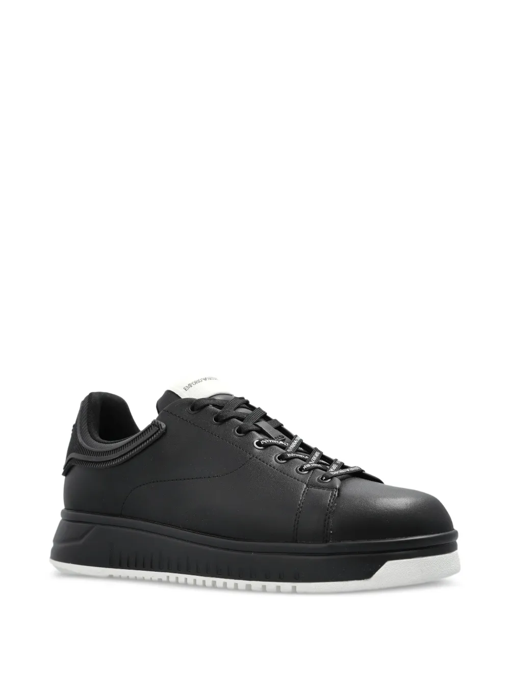 Emporio Armani Leren sneakers Zwart