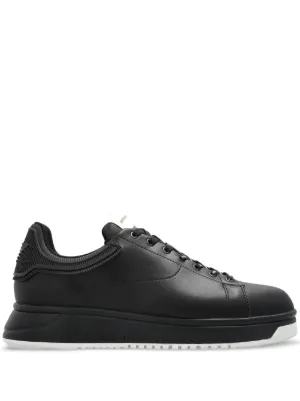 Emporio Armani Icon logo-perforated Leather Sneakers | Black