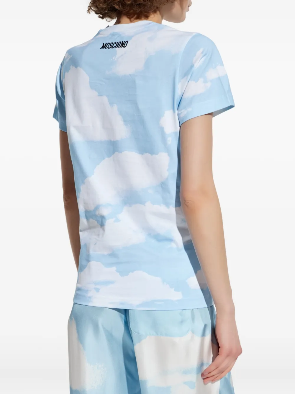 Moschino T-shirt met wolkenprint Blauw
