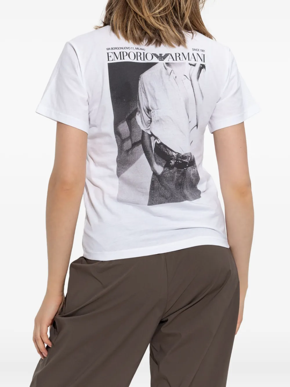 Emporio Armani Katoenen T-shirt met logoprint Wit