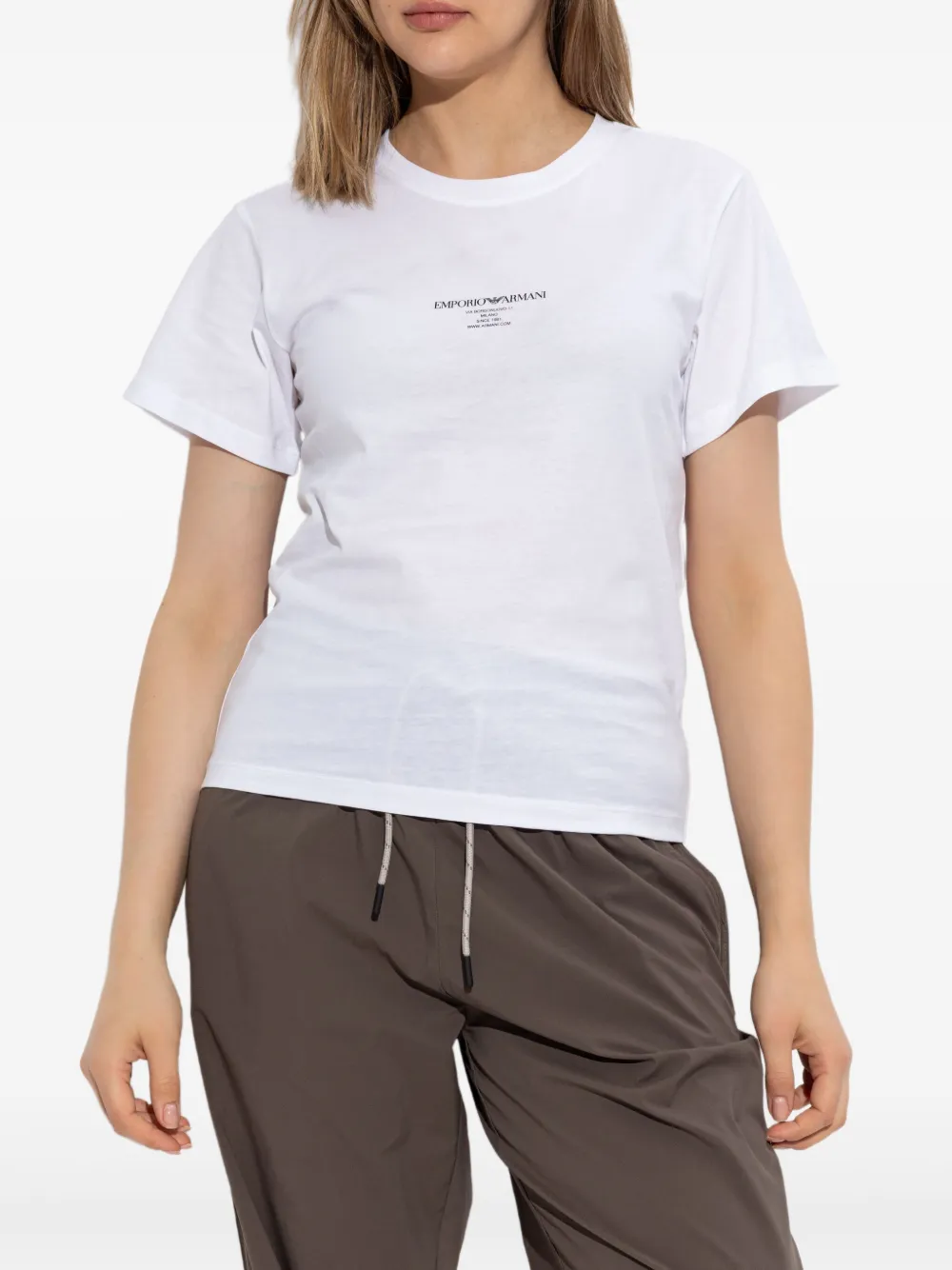 Emporio Armani Katoenen T-shirt met logoprint Wit