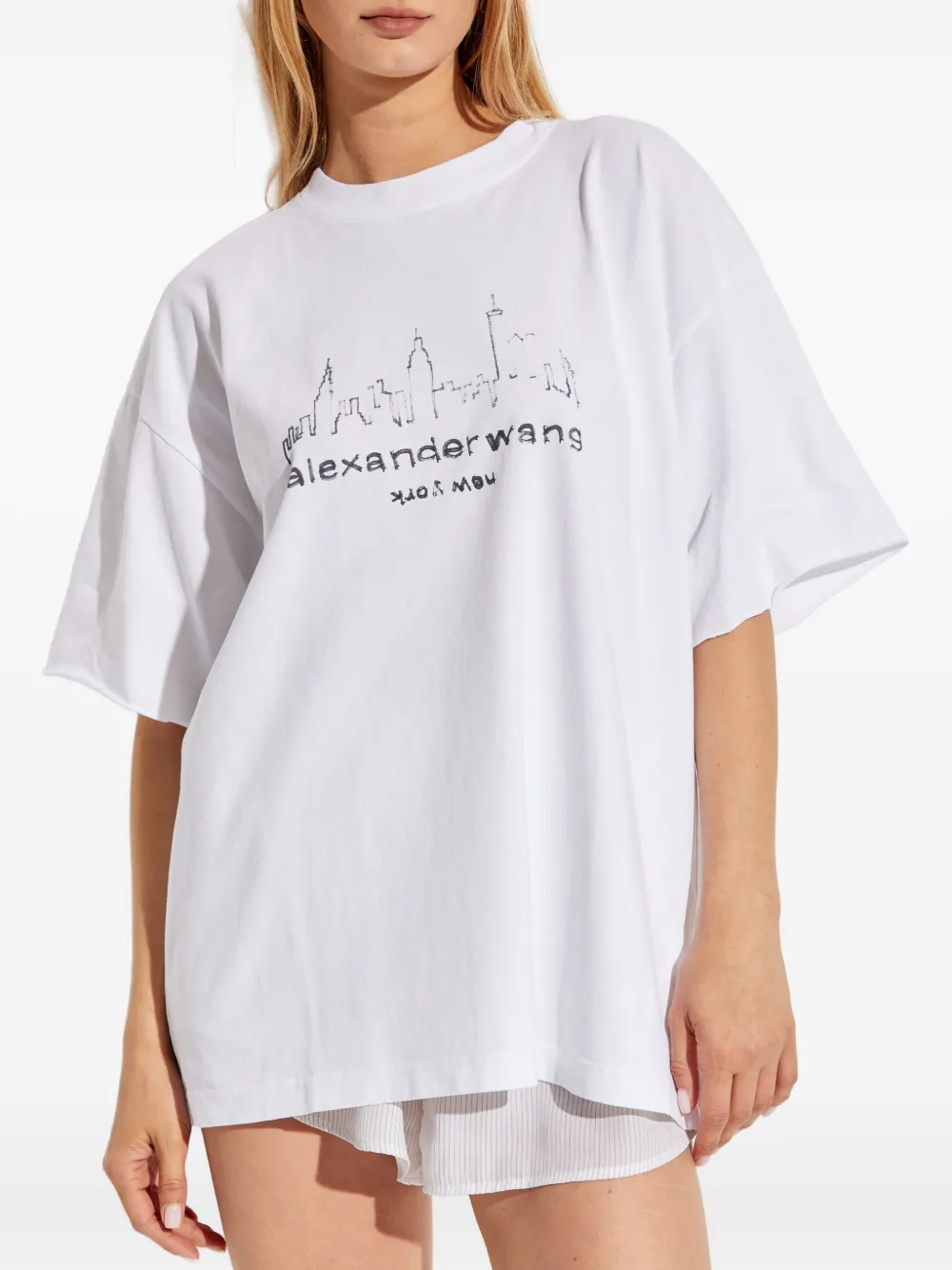 Alexander Wang city skyline-print T-shirt Wit