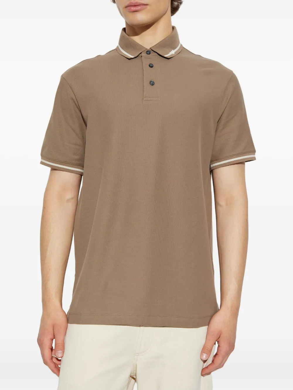 Emporio Armani tipped polo shirt Beige