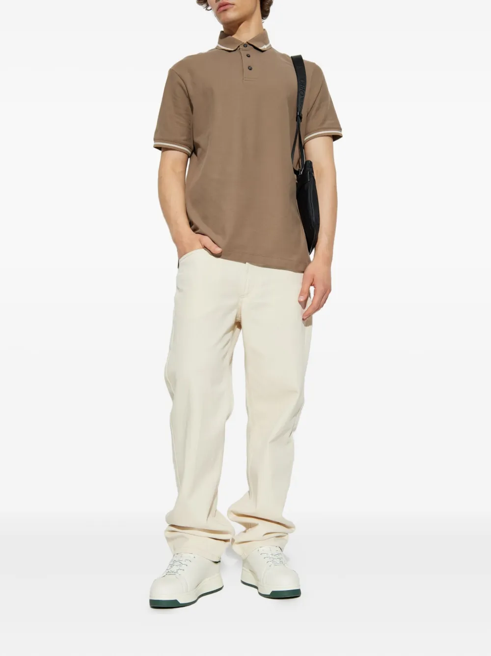 Emporio Armani tipped polo shirt Beige