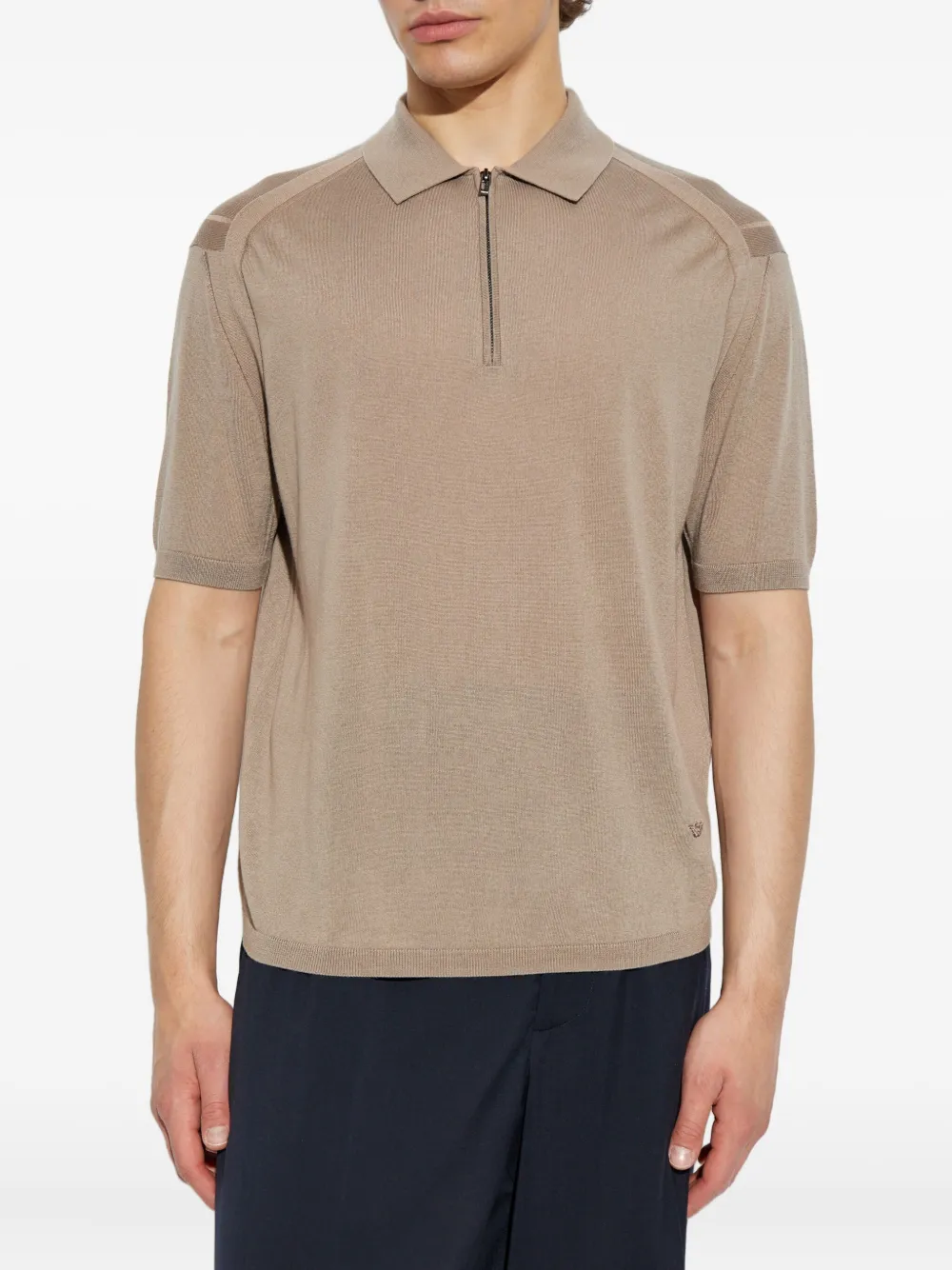 Emporio Armani Poloshirt met halve rits Beige