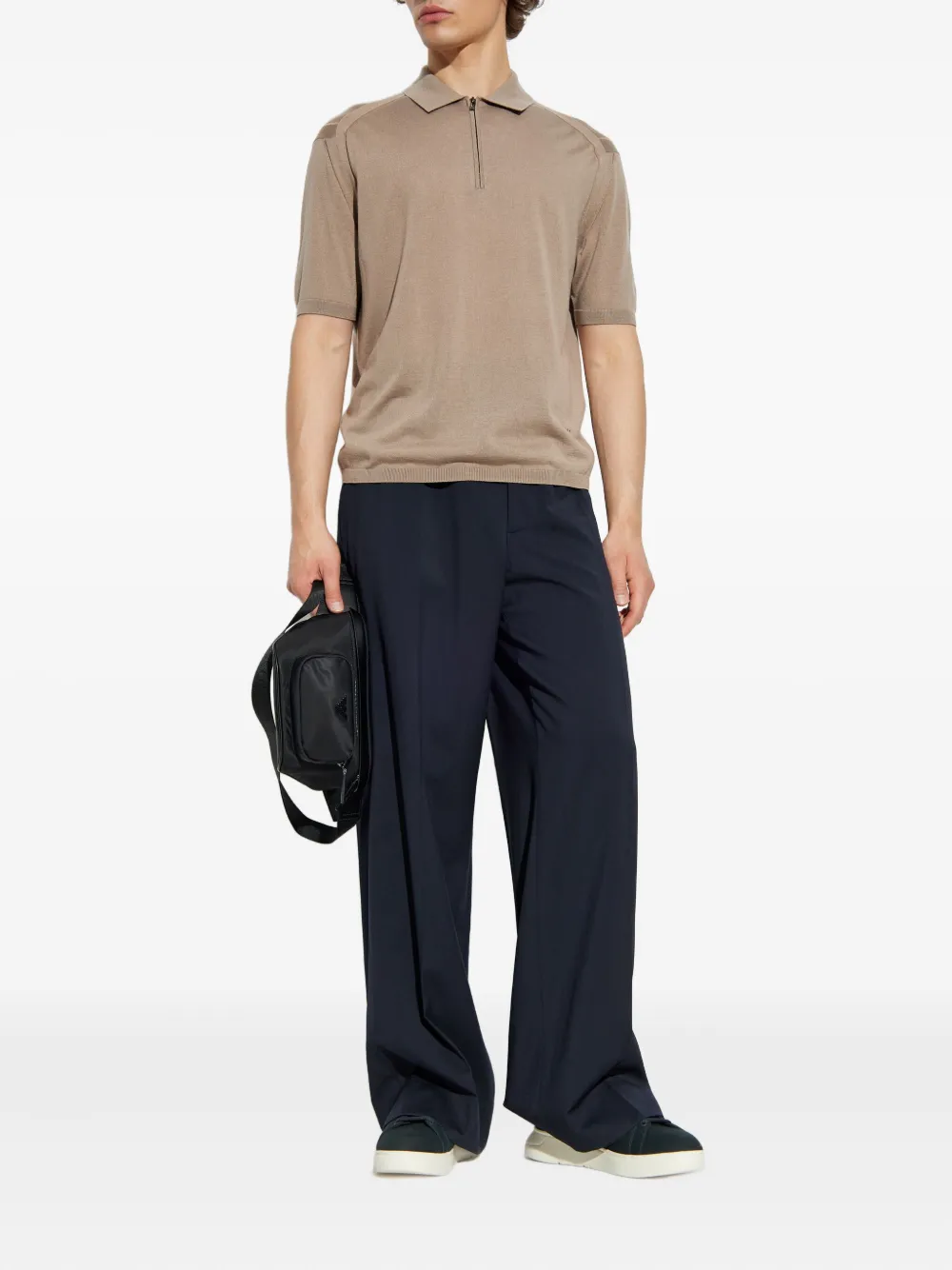 Emporio Armani Poloshirt met halve rits Beige