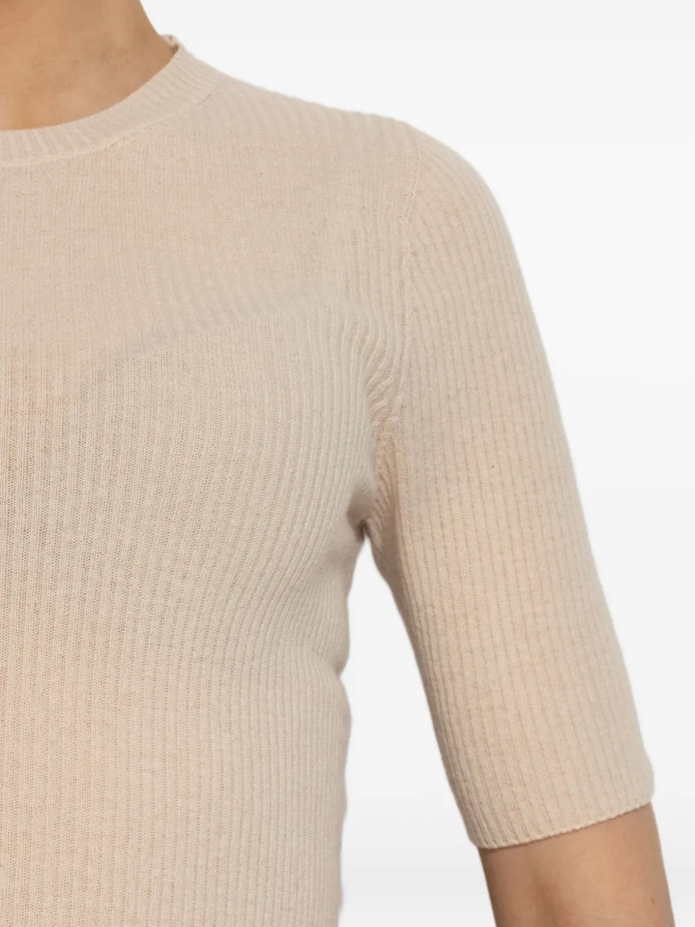 Fabiana Filippi Geribbelde top met korte mouwen Beige