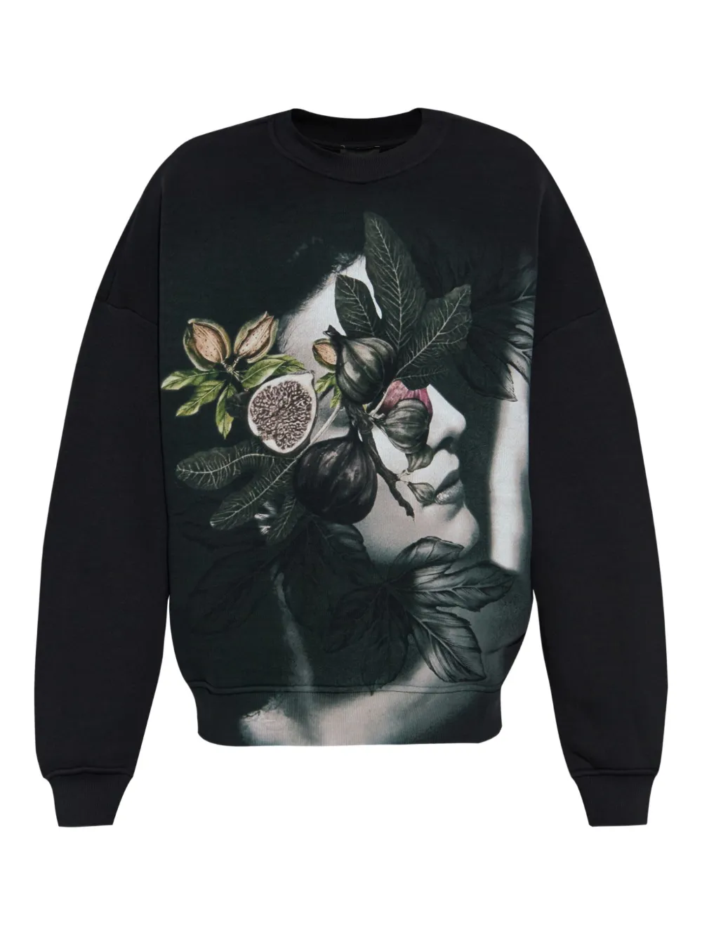 Emporio Armani fig-print crew-neck sweatshirt Zwart
