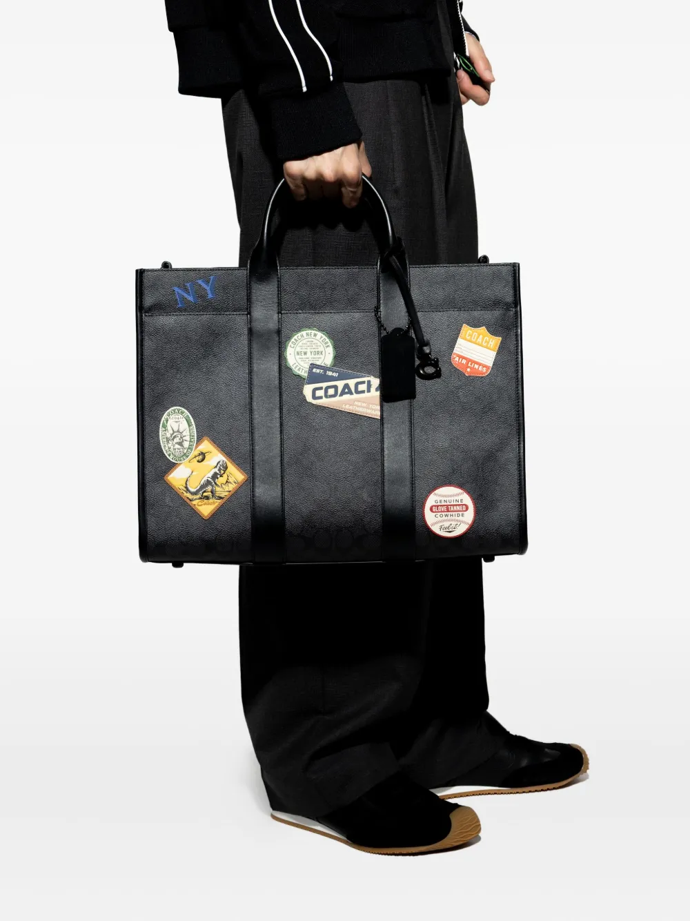 Coach Shopper met patchdetail Zwart