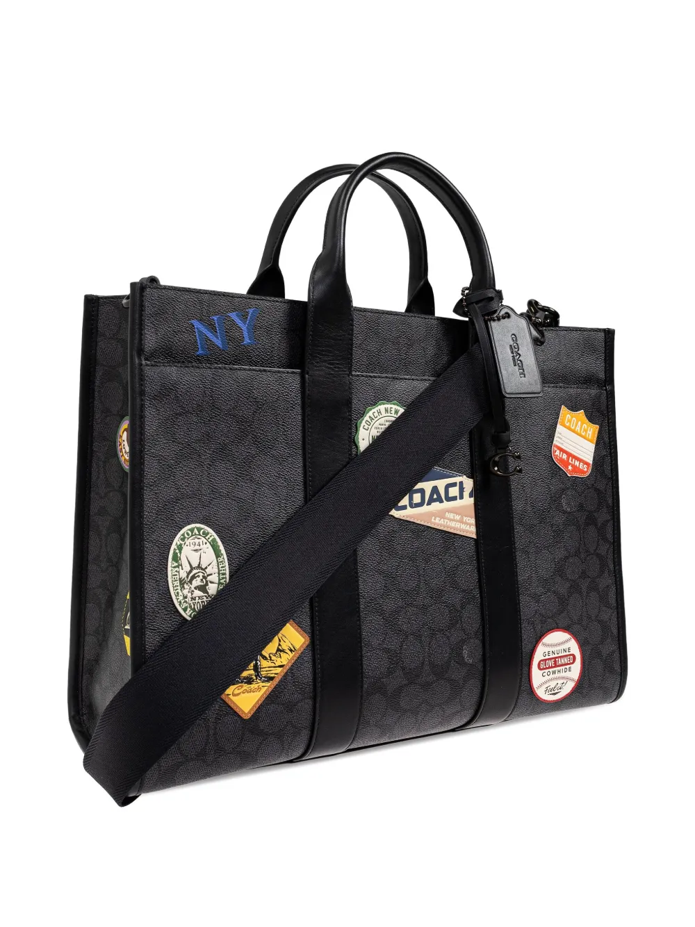 Coach Shopper met patchdetail Zwart