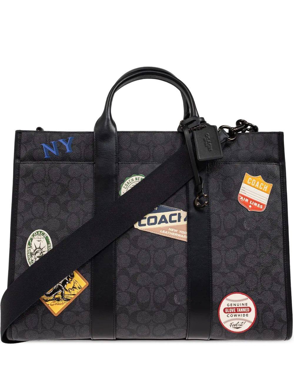 Coach Shopper met patchdetail Zwart