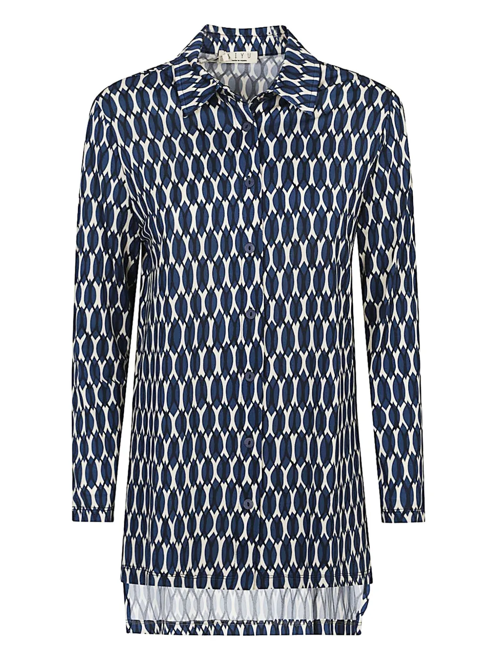 Siyu Polo-collar Long-sleeve Shirt In Blue