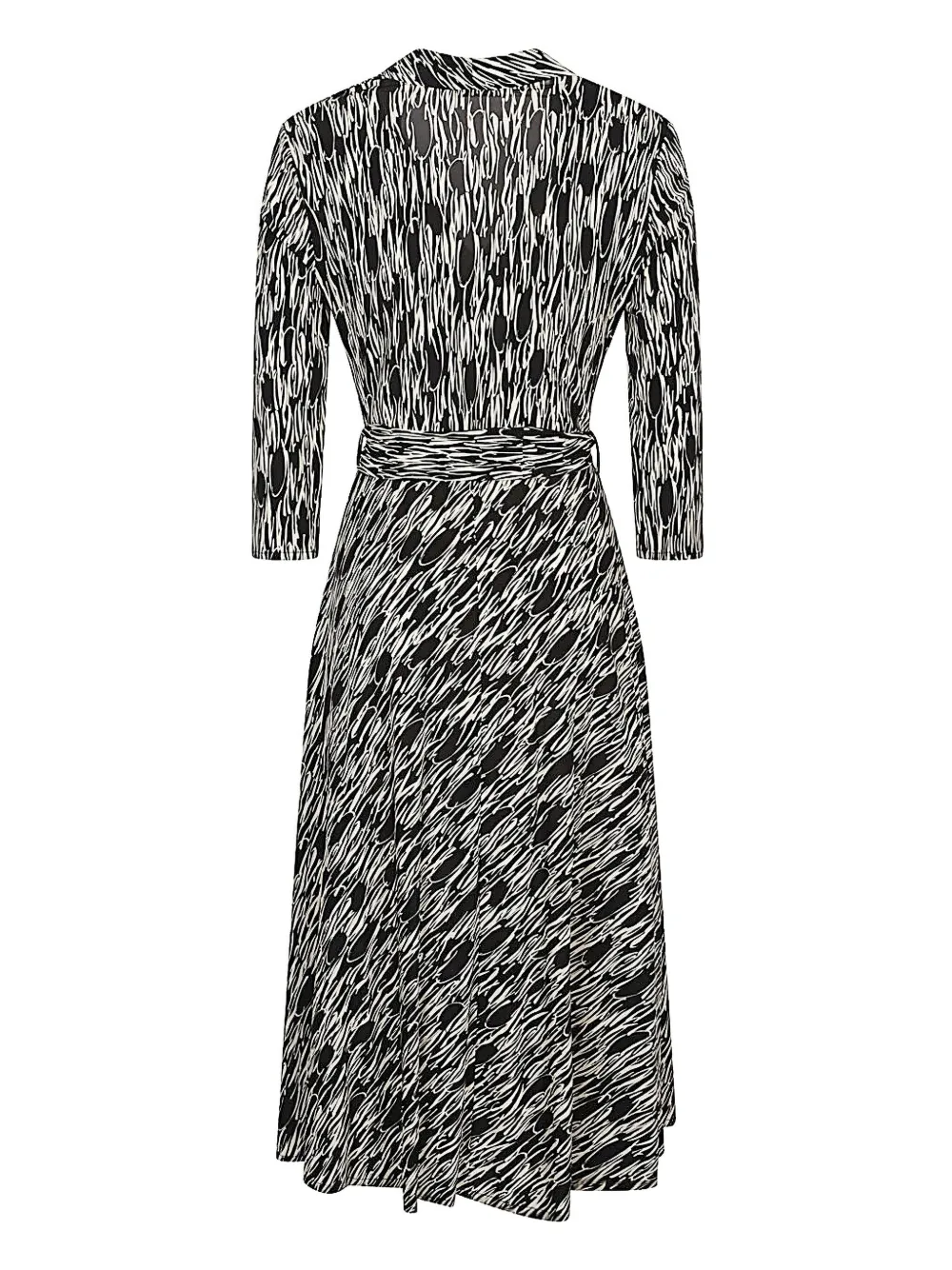 Siyu Abstract-print Belted-waist Midi Dress In Black
