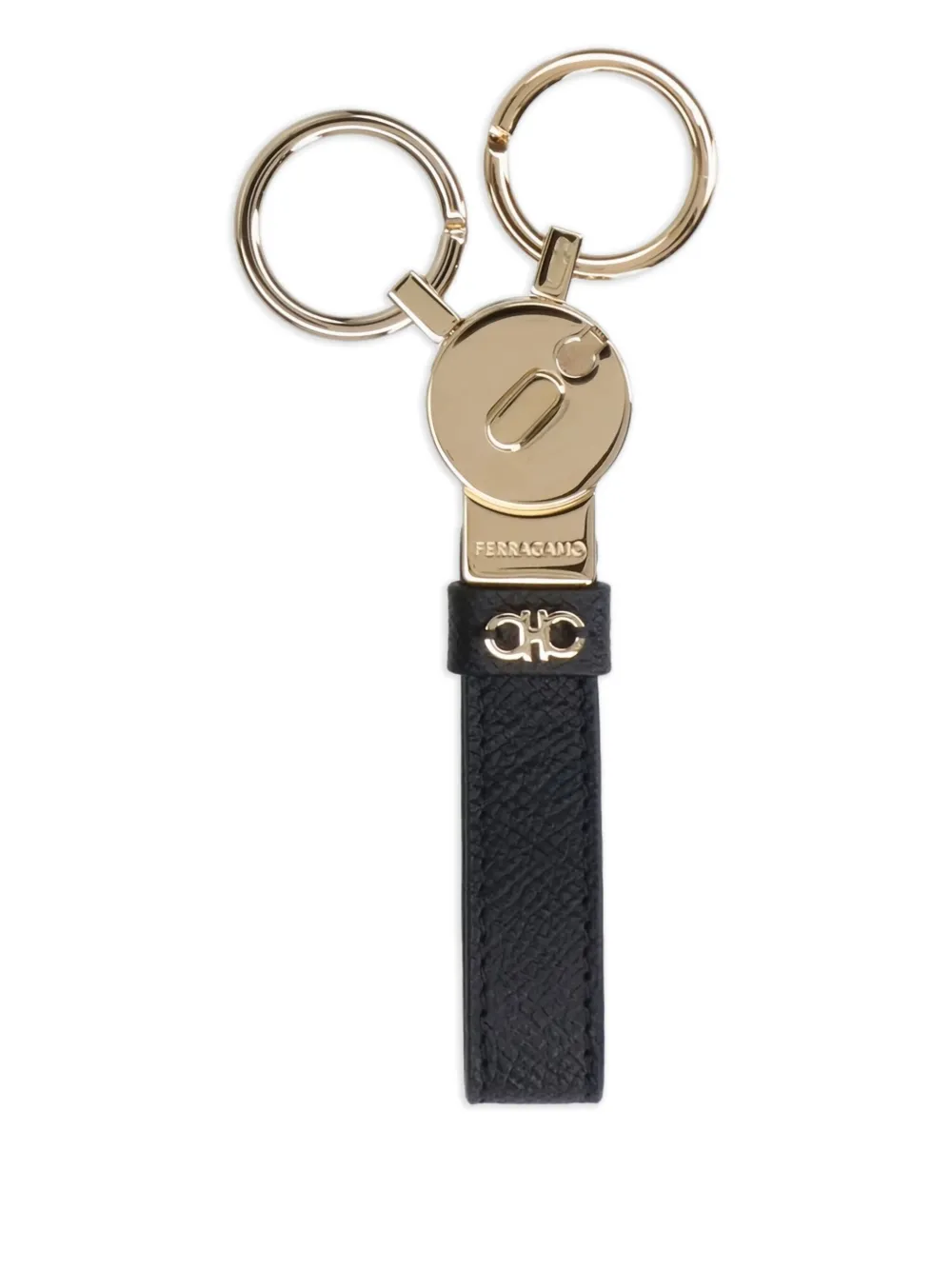 Ferragamo leather keyring wallet Zwart