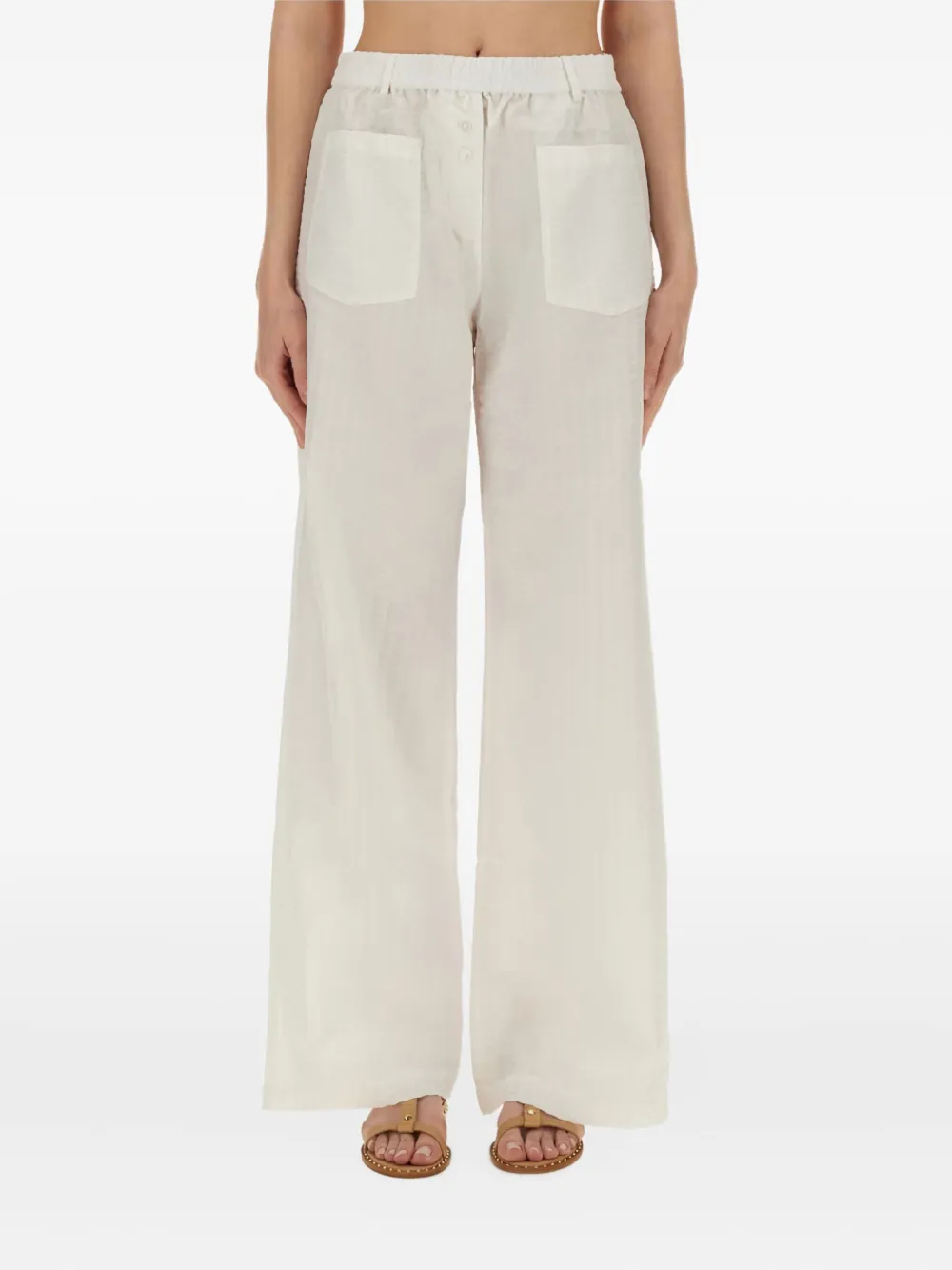 pocket-detail elastic-waist trousers