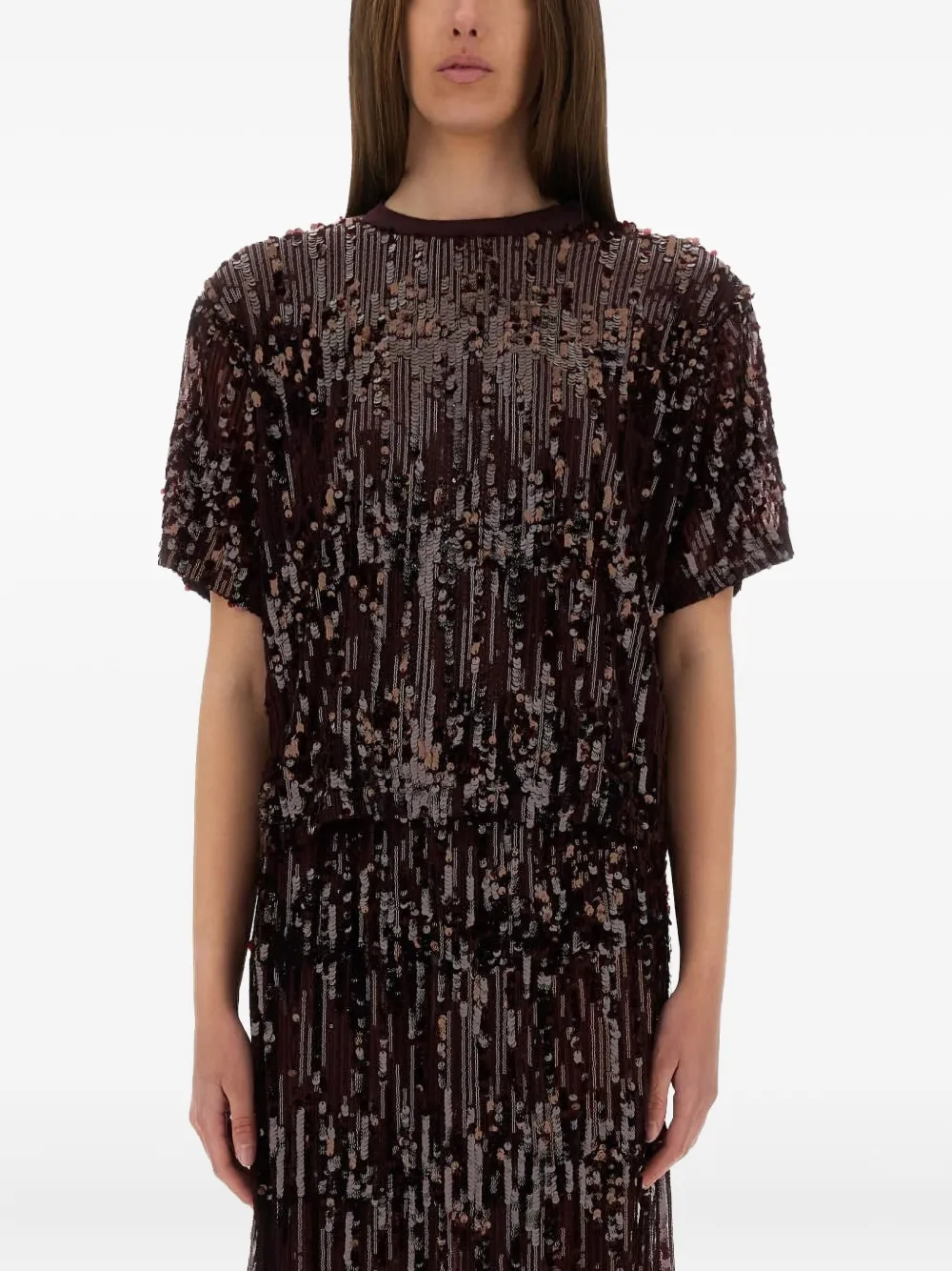 sequin-embellished short-sleeved T-shirt