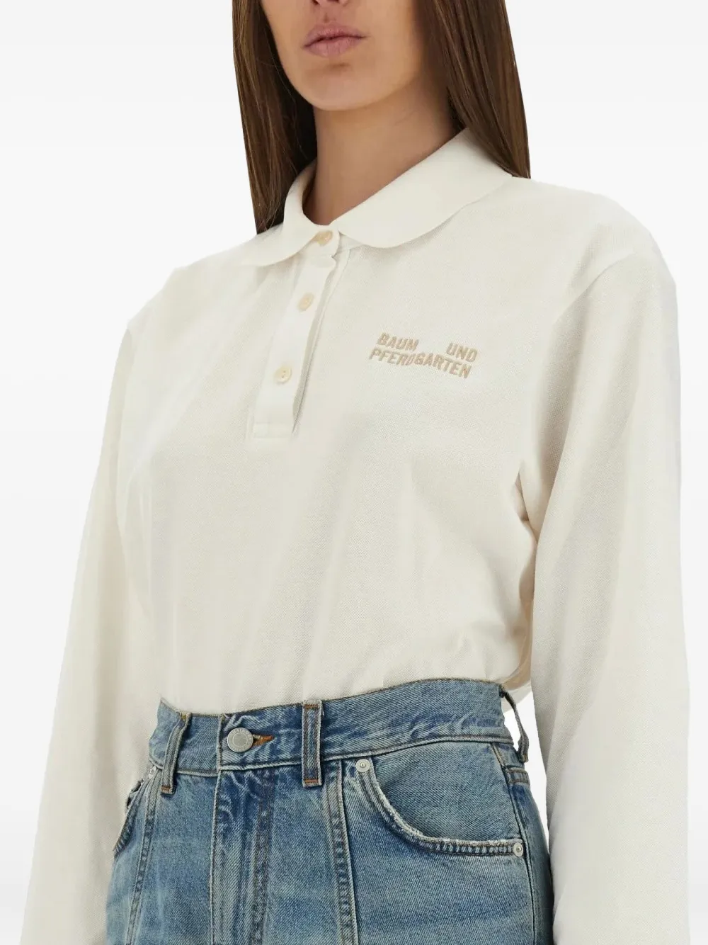 Baum Und Pferdgarten Jeanne Long-sleeve Polo Shirt In White