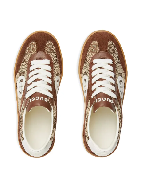 Gucci Kids Tênis Cano Baixo Com Monograma GG | Marrom | FARFETCH BR