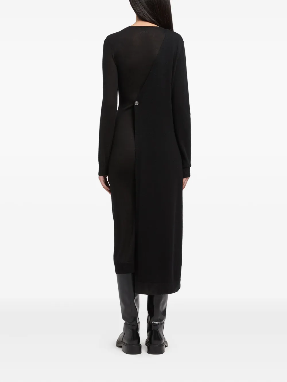 Ports 1961 Asymmetrische midi-jurk met knopen Zwart