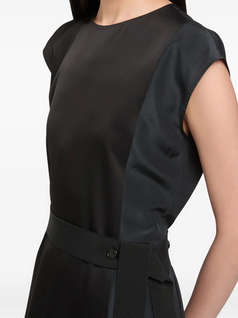 Ports 1961 Midi-jurk met kapmouwen en ceintuur Zwart