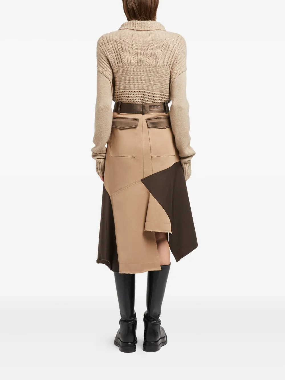 Ports 1961 Asymmetrisch midi-rok met patchwork Bruin