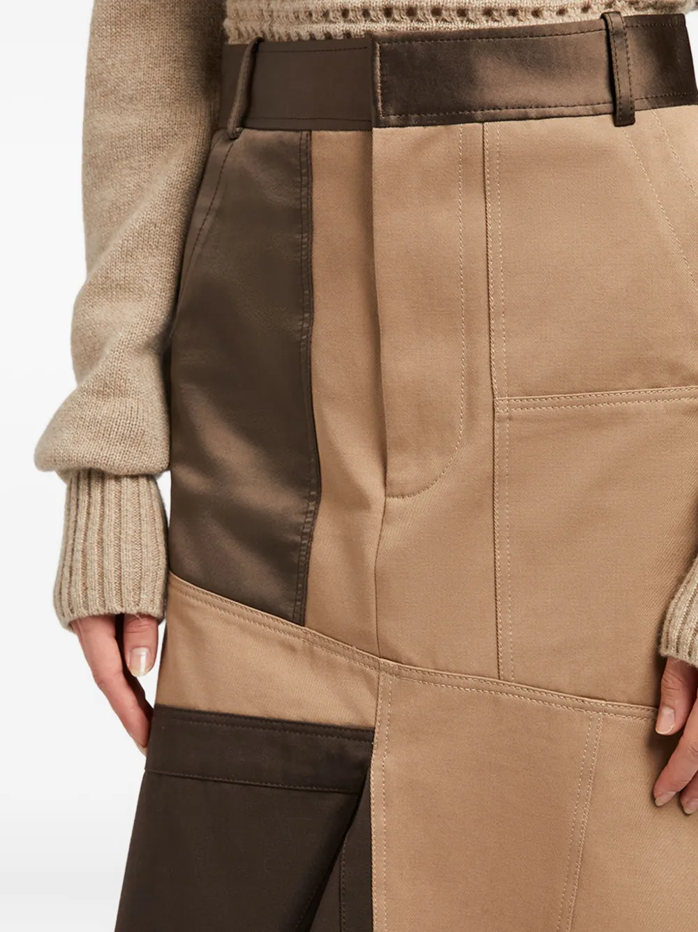 Ports 1961 Asymmetrisch midi-rok met patchwork Bruin