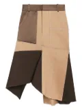 Ports 1961 asymmetrical patchwork midi skirt - Brown