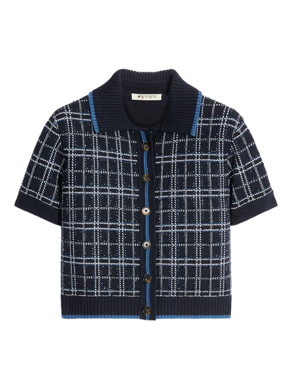Ports 1961 check-pattern short-sleeve top | Blue | Image 1