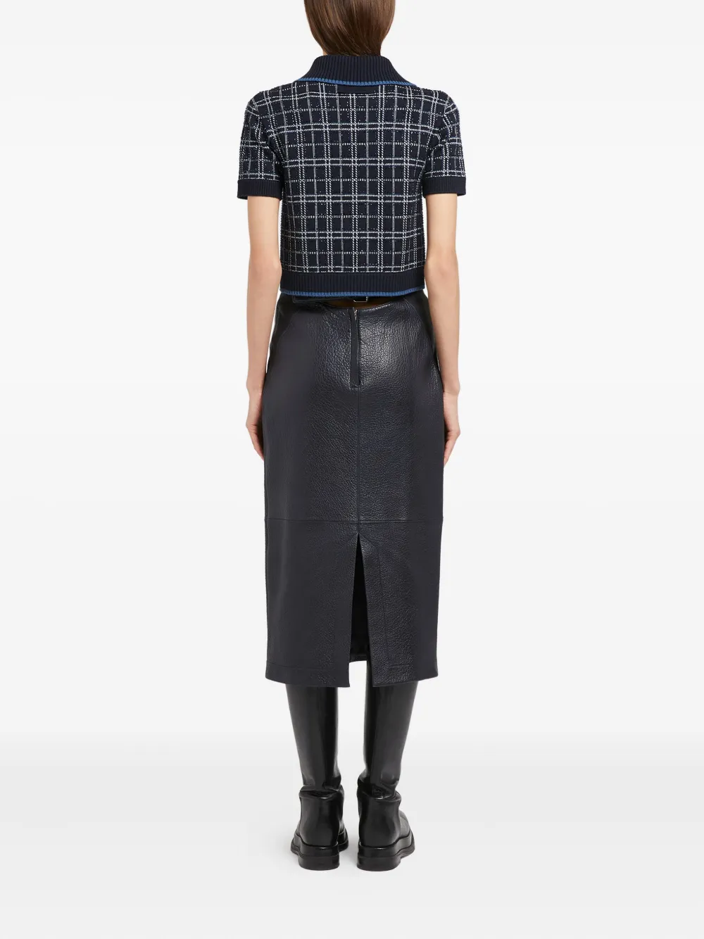 Ports 1961 Check-pattern Short-sleeve Top In Black