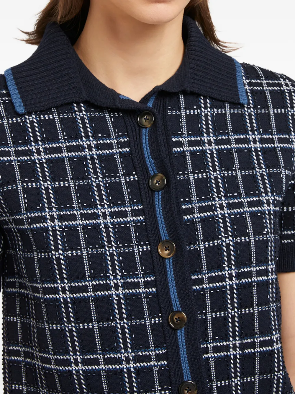 Ports 1961 Check-pattern Short-sleeve Top In Black