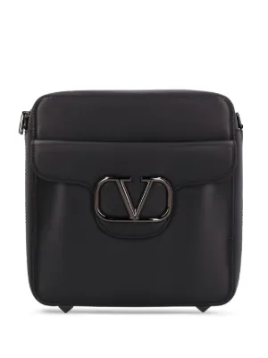 【VALENTINO】 Logo-Embossed Messenger Bag Valentino - Valentino Garavani Logo-Embellished Leather