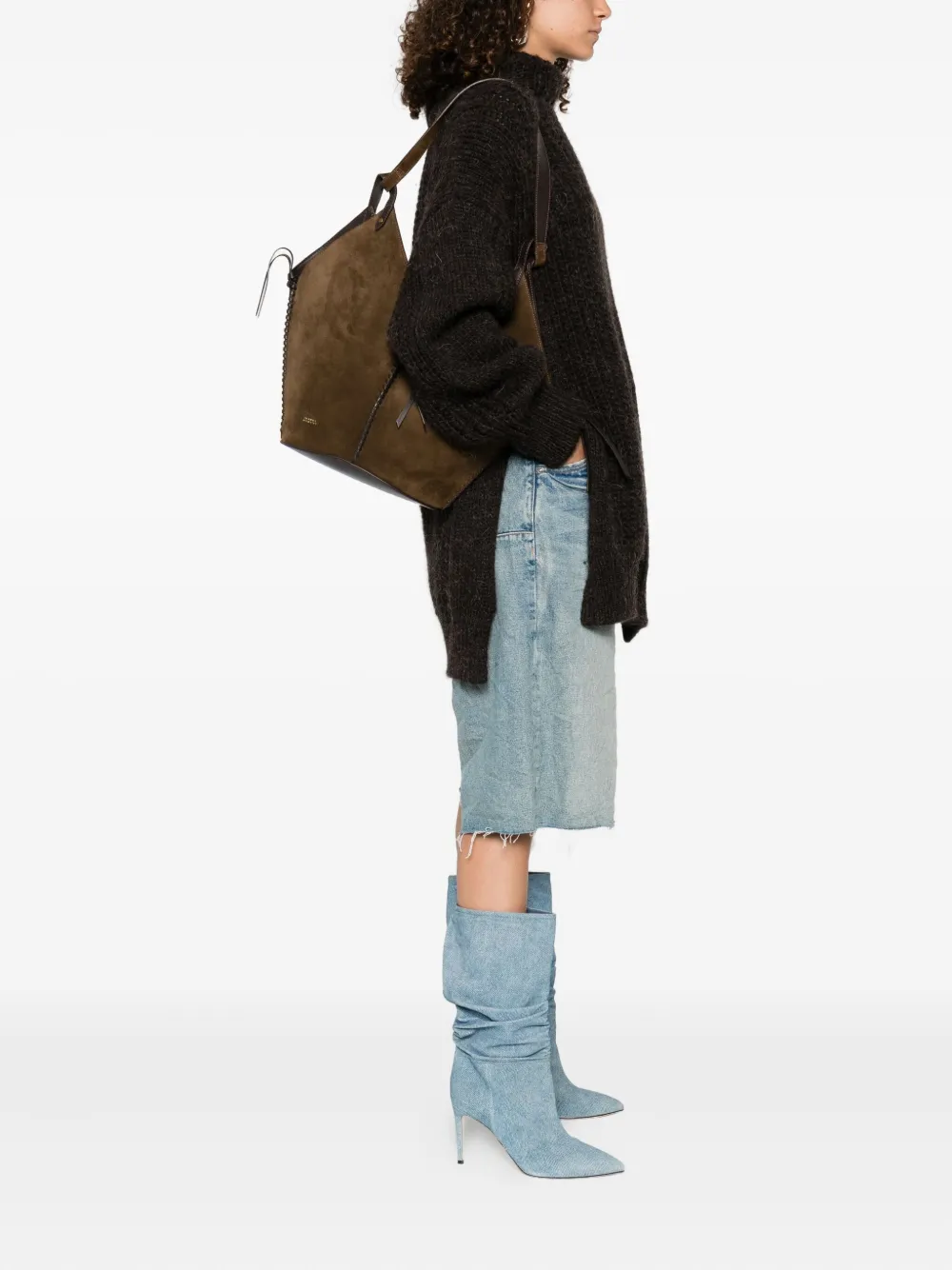 ISABEL MARANT Tampa cotton-suede tote bag Bruin
